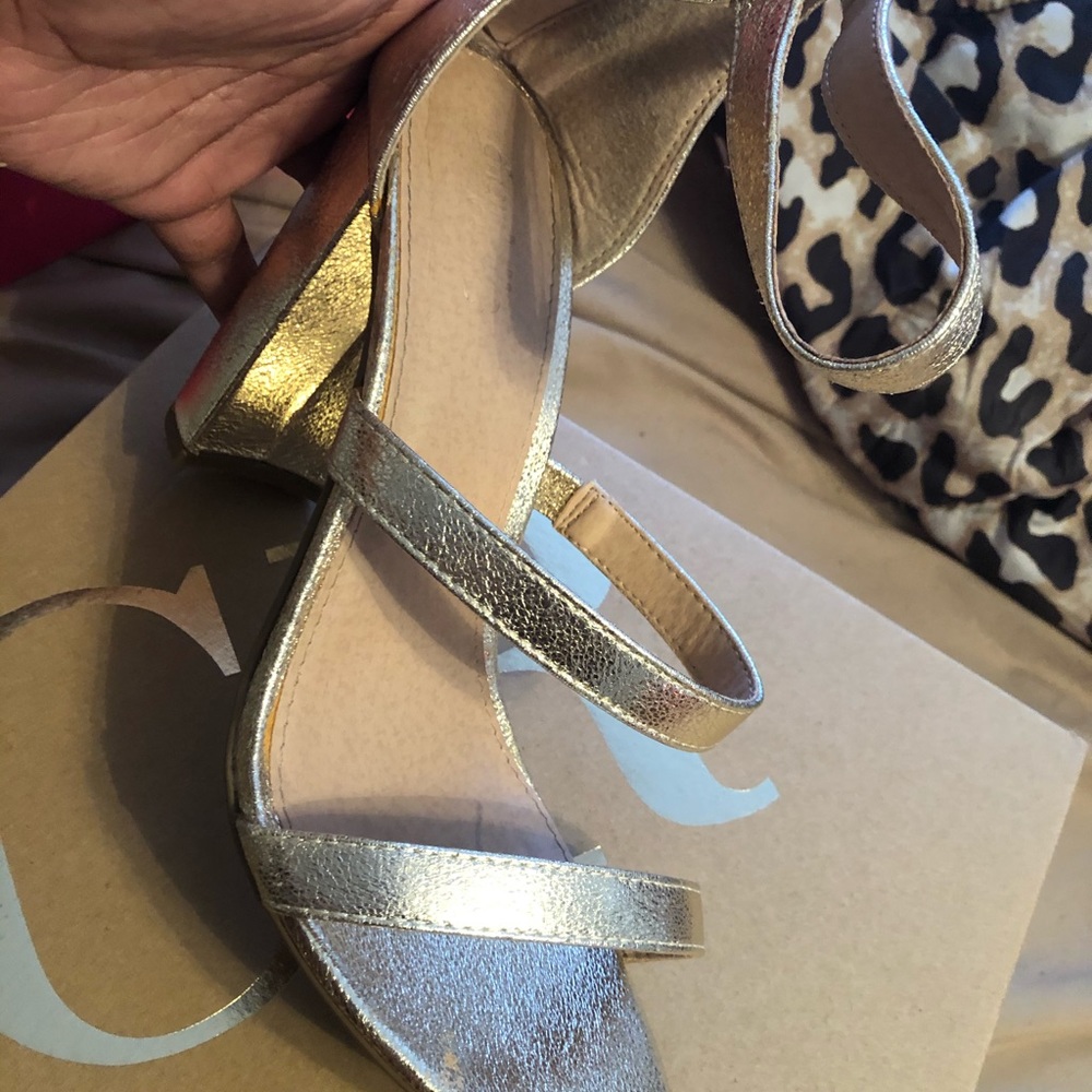 Gold strappy heels